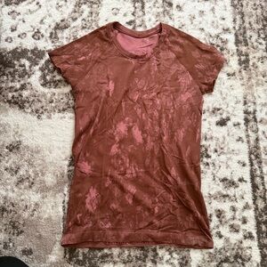 Lululemon Swiftly Full Length Brown/Pink Short Sleeve Shirt